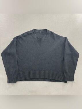 Quince Sweater Womens M Gray Organic Cotton Crewneck Boxy Crop Oversize Slouch